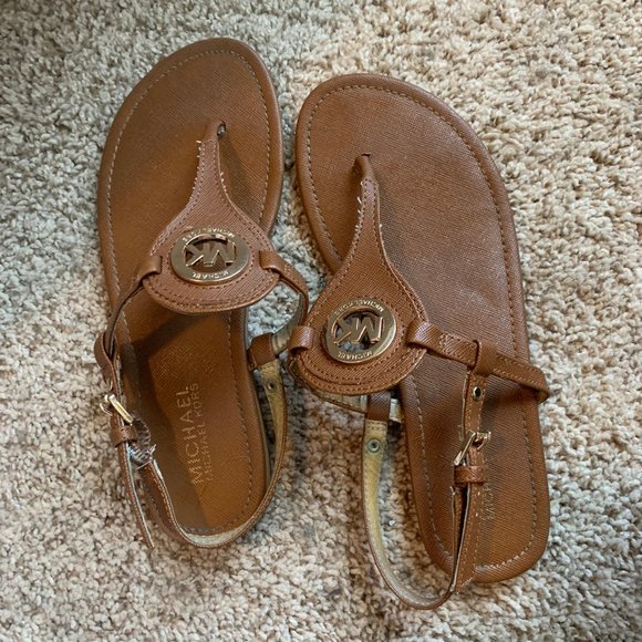 Brown Leather Michael Kors Sandals - Picture 1 of 4